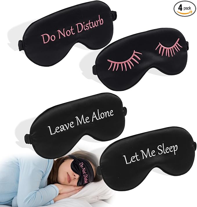 4 Pack Eye Mask for Sleeping Silky Funny Soft Satin Sleep Shade Cover Blindfold by LERSVICVIL