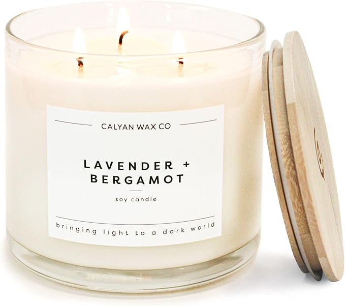 Lavender & Bergamot 3 Wick Scented Candle by CalyanWaxCo