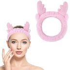 Jowmoy Cute Pink antlers Headband Frog Eye Elastic to Wash Face - Image 8