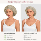 Shower Cap for Women Waterproof Reusable, Large Shower Cap Non-Slip - Image 3