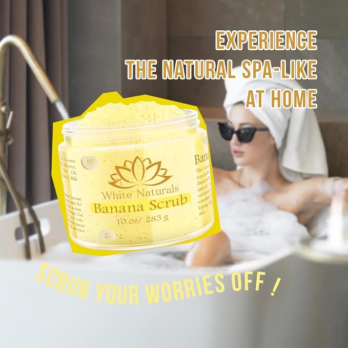 Organic Banana Body Scrub, Moisturizing and Exfoliating Salt Face & Body Scrub - Image 2