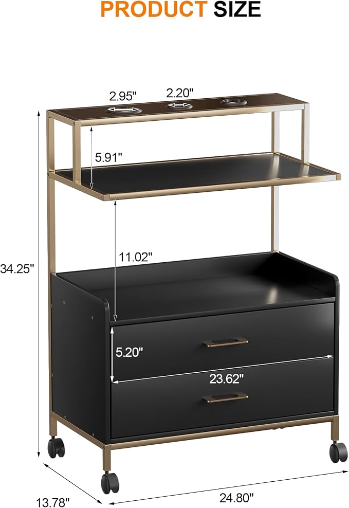 Salon Rolling Trolley with Lockable Wheels Storage Drawers Tool Organizer - Image 2
