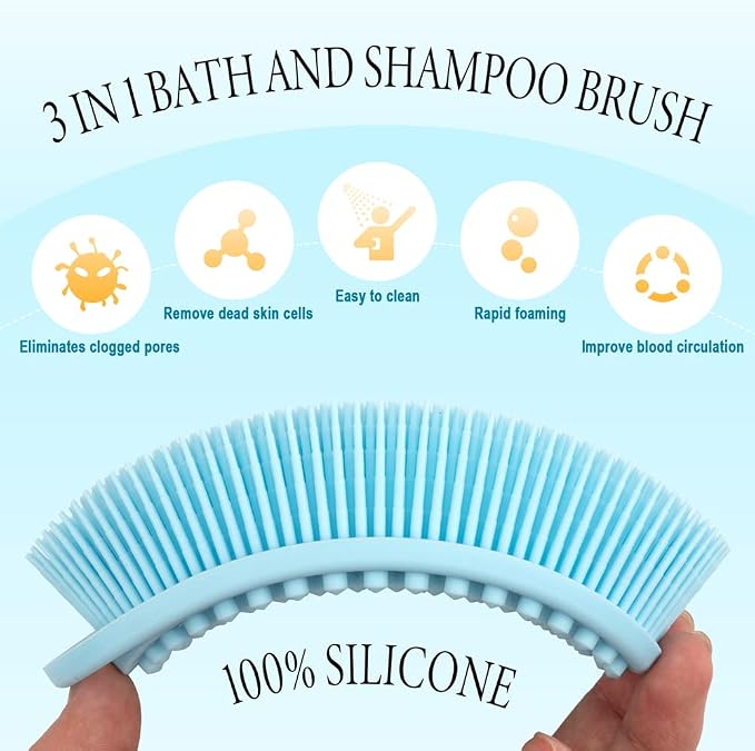 PQRUU 3 Pack Silicone Body Scrubber, Exfoliating Soft Loofah, Scrubber Fit - Image 2