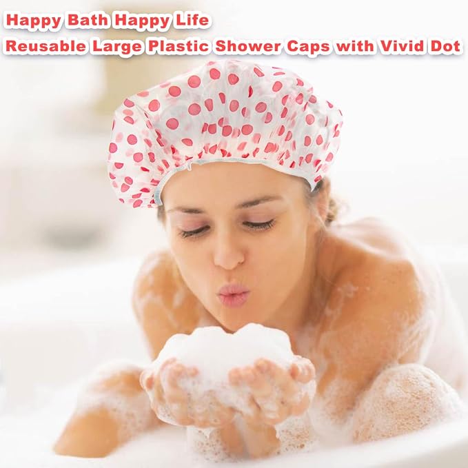 18Pcs Plastic Shower Caps for Women Waterproof Bath Caps Bathing Hair Cap - Image 7