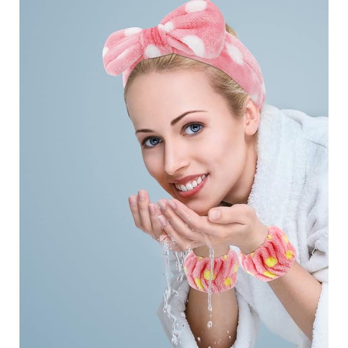 12PCS SPA Headband and Wristband Set Super Cute Soft Microfiber Makeup Headband - Image 4