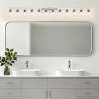 Brushed Nickel Bathroom Vanity Light, 12 Light Brushed Nickel Bathroom Lighting - Image 5