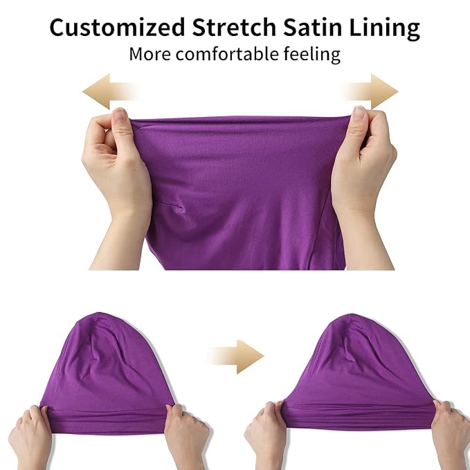 Satin Bonnet Silk Lined Sleep Cap- Adjustable Hair Cover - Image 5