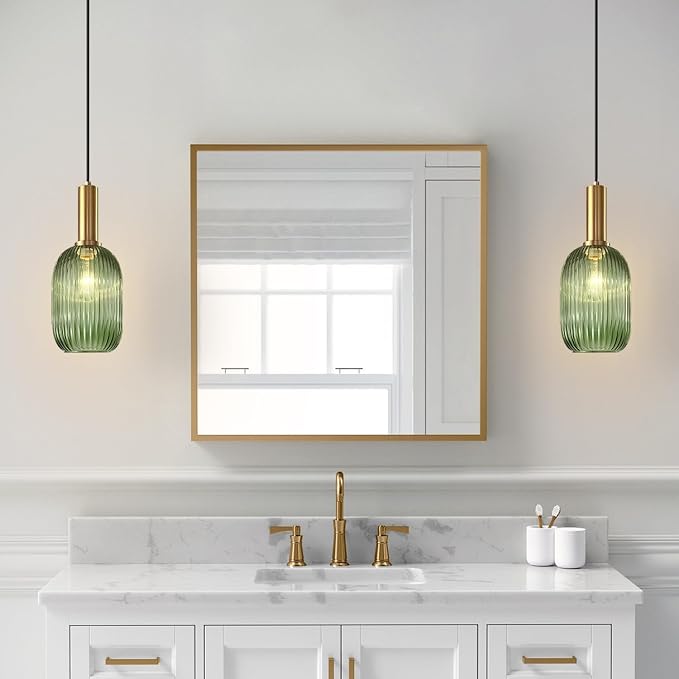 KCO Lighting Green Ribbed Glass Pendant Light Kitchen Island Small Antique - Image 5