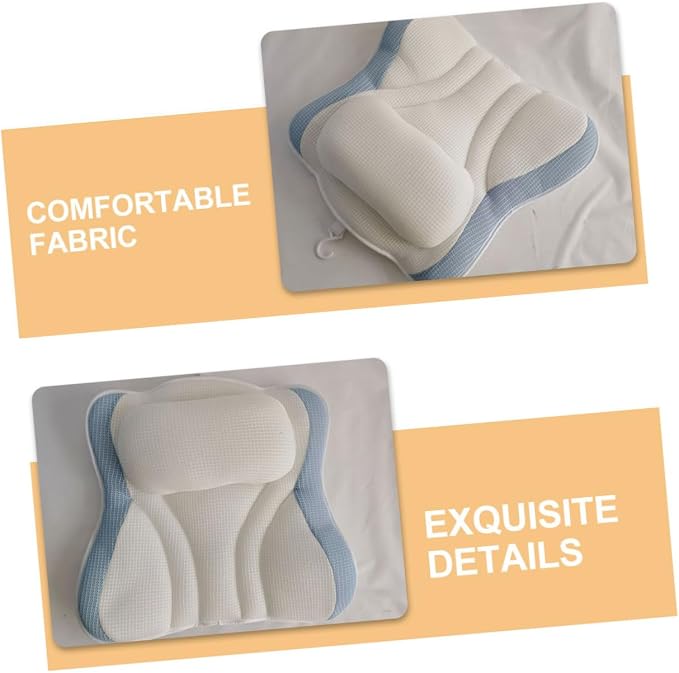 Bath Pillow for Tub with Suction Cups, Mesh Bath Neck Pillow 48x42x10cm - Image 7