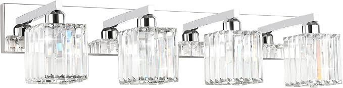 Aipsun Bathroom Light Fixtures Crystal Modern Vanity Lighting Fixtures 4 Light by Aipsun