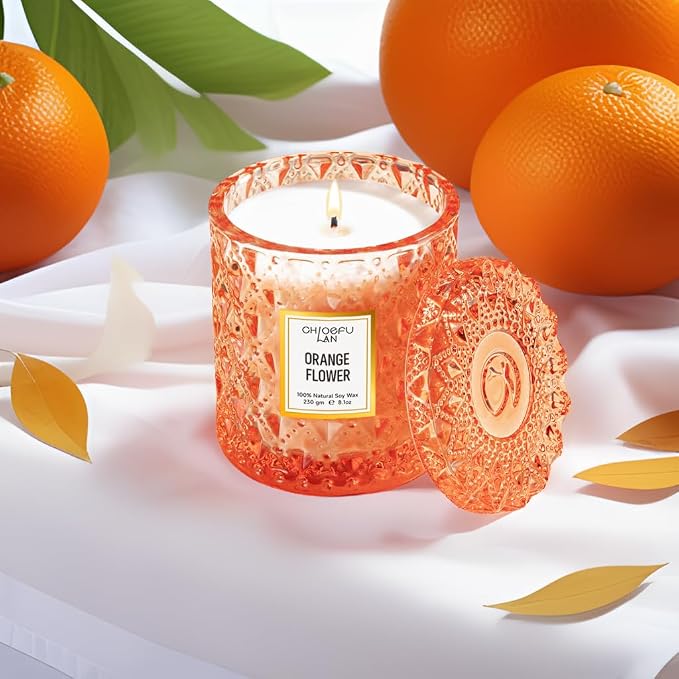 Chloefu LAN Orange Blossom Candle, Natural Soy Scented Candles - Image 3