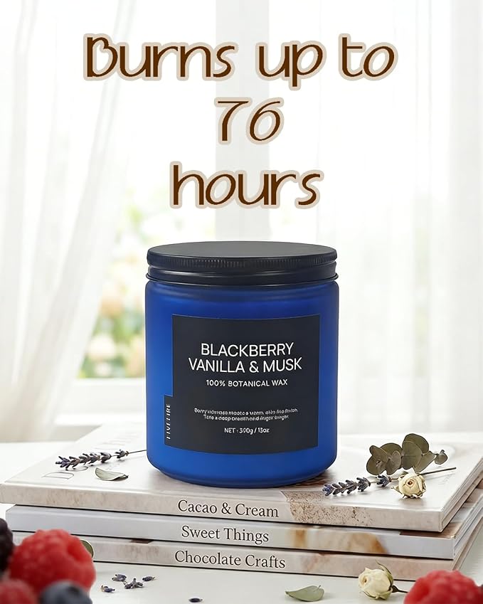 BlackBerry Vanilla Musk Home Scented Candles, 13oz Organic Soy Wax, 76-Hour - Image 3