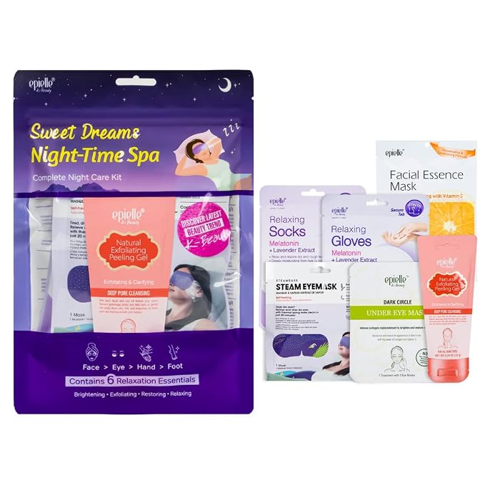 Epielle Sweet Dream Night-Time Spa Kit, 6 Relaxation Essentials, At-Home Spa Kit by Epielle