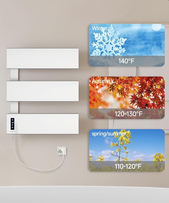 Towel Warmers for Bathroom, Heated Towel Rack Wall Mounted, 21.6" X 17.7" Smart - Image 4
