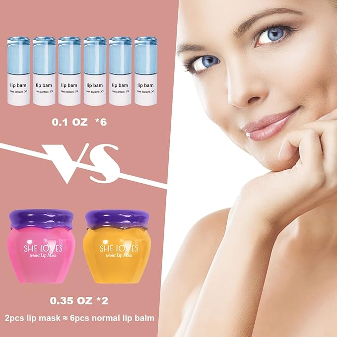 2PCS Lip Mask Overnight, Honey&Sakura Day and Night Repair Sleeping Lip Balm - Image 4