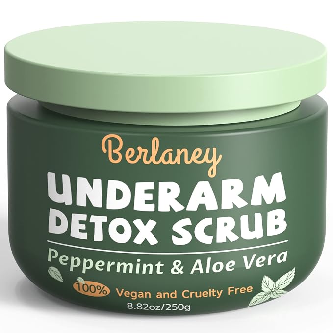 Armpit Detox Scrub 8.8 oz with Peppermint, Aloe Vera and Walnut Shell Powder by Berlaney