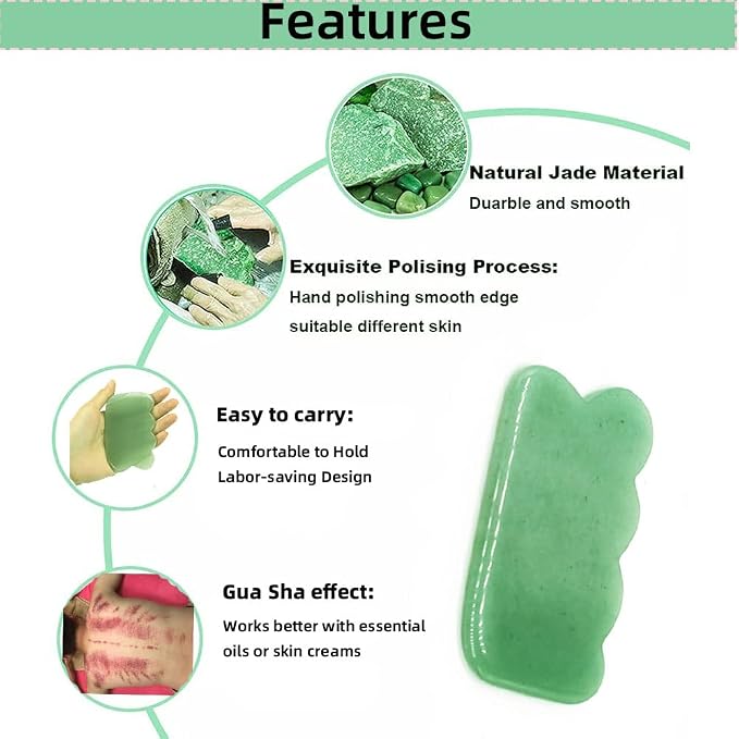 Gua Sha Facial Tool Natural Jade Stone Massage Board Tools - Image 2