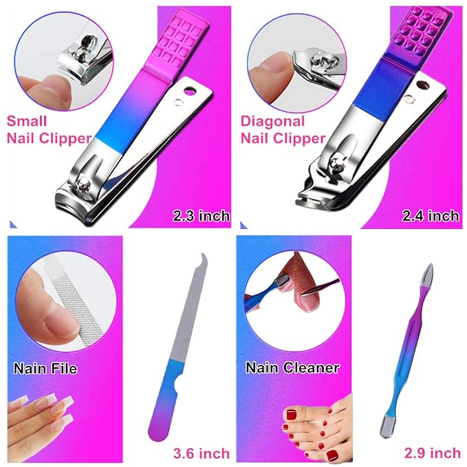 QURIPE 7pcs Manicure Set, Nail Clippers Kit, Stainless Steel Manicure Kit - Image 4