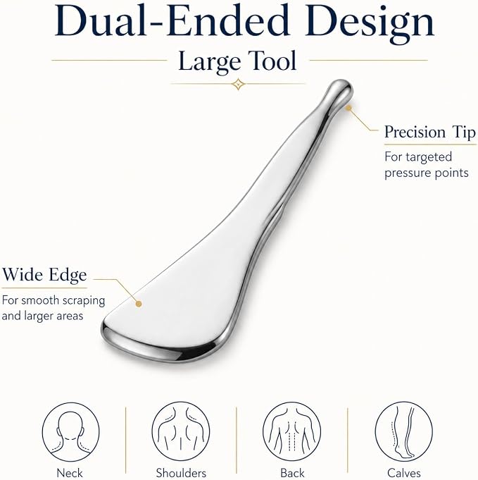 2-in-1 Dual-Ended Acupressure Massage Tool, Stainless Steel Gua Sha Scraper & - Image 5