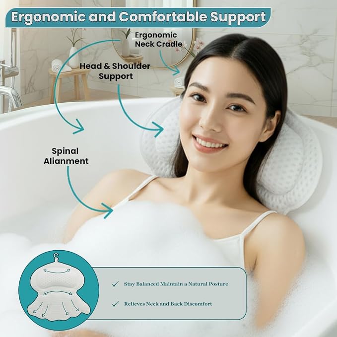 Bathtub Tray and Bath Pillows for Tub – Expandable Bamboo Bathtub Caddy - Image 3