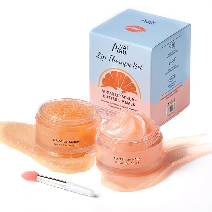 ANAI RUI Hydrating Lip Mask & Lip Scrub Set, Lip Overnight Treatment by ANAIRUI