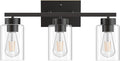 PARTPHONER 3-Light Bathroom Light Fixtures, Matte Black Vanity Light by PARTPHONER