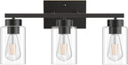 PARTPHONER 3-Light Bathroom Light Fixtures, Matte Black Vanity Light by PARTPHONER