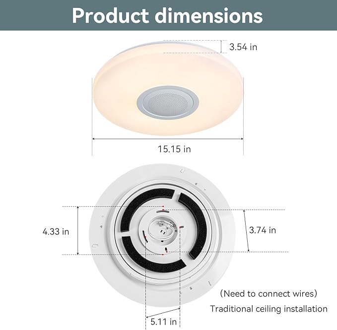 LED Ceiling Light Fixture, - Image 6