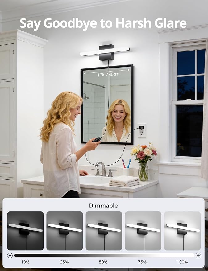 Combuh Black Plug in Vanity Light Bar Corded - Image 5