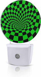 Night Lights Auto Sensor Green Black Checker Night Light 3D Abstract Mosaic by Home+L6