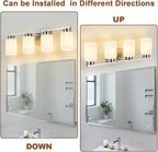 4-Light Bathroom Light Fixtures, Modern Vanity Lights, Brushed Nickel Metal - Image 4