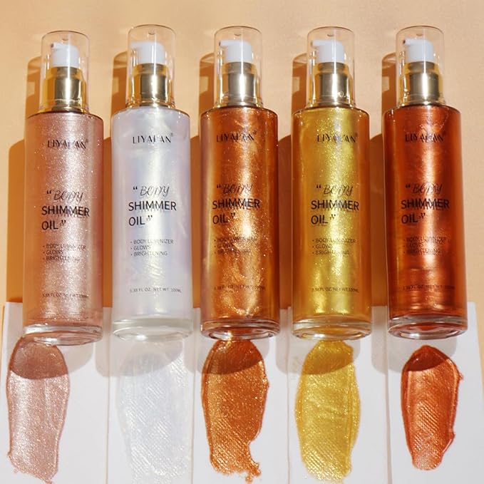 Liyalan Shimmer Body Oil Pearl White 5 Color Bronze Face Brighten Glow - Image 8