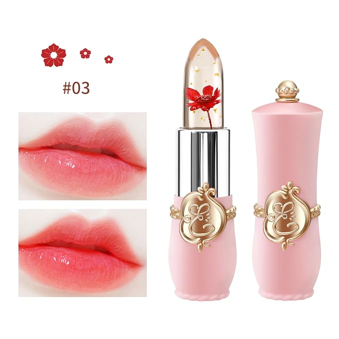 BestLand 3 Pcs/Set Flower Jelly Lipstick Set Temperature Change Moisturizer - Image 4