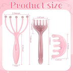ProSuites 3 Pack Pink Head Massager Scalp Comb Resin Gua Sha Tool Set Scalp - Image 2