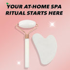 Earth & I White Jade Roller & Face Guasha Set 2pc, At Home Spa Essentials - Image 2