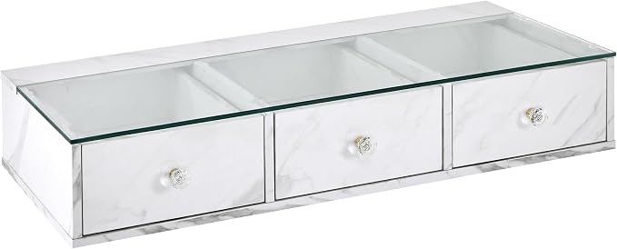 BarberPub Glass Top Wall Mount Station, Beauty Barber Spa Storage Cabinet by BarberPub