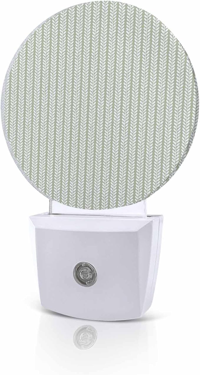 Night Lights Auto Sensor Sage Green Pinstripes Night Light Woven Denim Striped by Home+L6