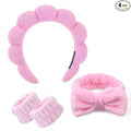 Spa Headband and Wristband Set for Women, Terry Cloth Sponge Headband for by HKOVNE