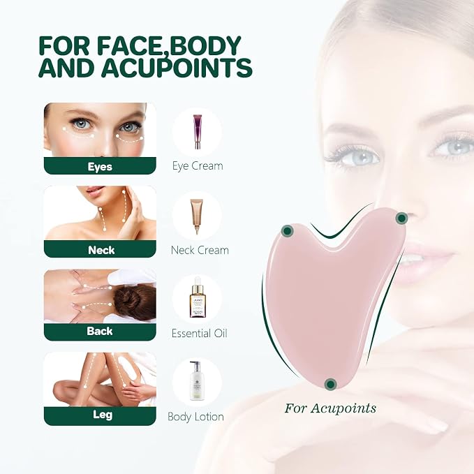 2 Pack Gua Sha Facial Tools, Gua Sha Jade Stone Gua Sha Massage Tool, Guasha - Image 3
