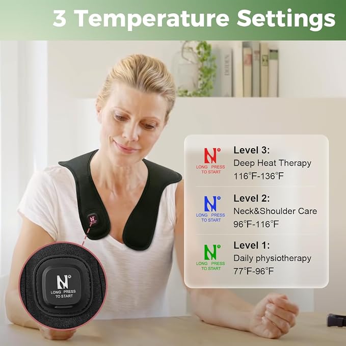 Cordless Electric Heating Pad for Neck and Shoulder, Portable Heated Neck Wrap - Image 3