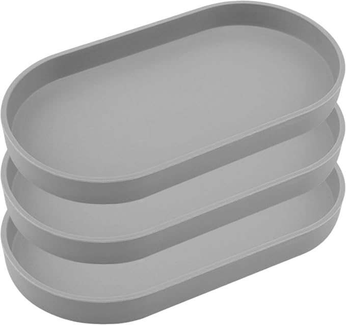 Gray Small Tray, 3 Pack Oval Tray by VCREATC-VCREATEFORCUSTOMER