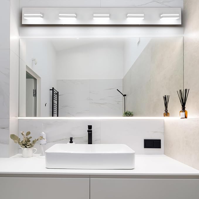 SineRise LED Modern Bathroom Vanity Light Fixtures, Matte White Modern Acrylic - Image 6