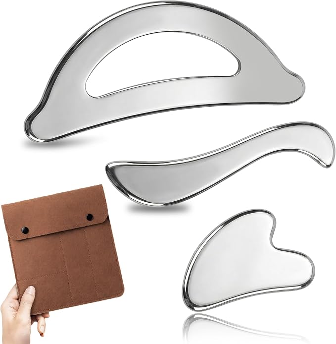 Rena Chris Gua Sha & Muscle Scraper Tool, Stainless Steel Body & Face Gua Sha by RenaChris