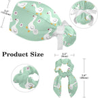 Scrub Caps Women Ponytail Cute Pink and White Leaves Caps Bouffant Working Hat - Image 2