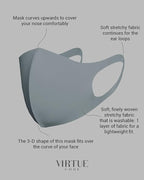 Virtue Code Second Skin Cloth Face Mask Pack. 4 Buttery Soft Masks Washable - Image 3