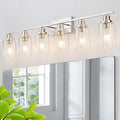 6 Light Bathroom Light Fixtures Brushed Nickel Vanity Light Over Mirror Modern by HCCZLighting