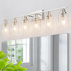 6 Light Bathroom Light Fixtures Brushed Nickel Vanity Light Over Mirror Modern by HCCZLighting