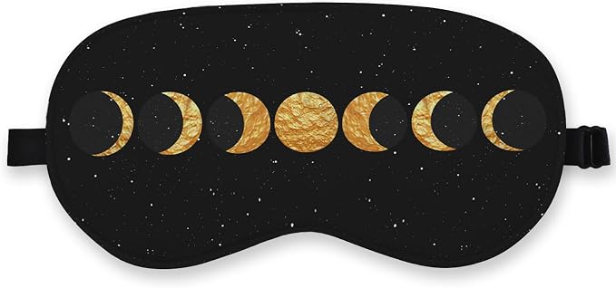 Boho Sun Moon Silk Eye Mask for Sleeping, Dorm Airplane Travel Nap, Boho Moon by QLMX