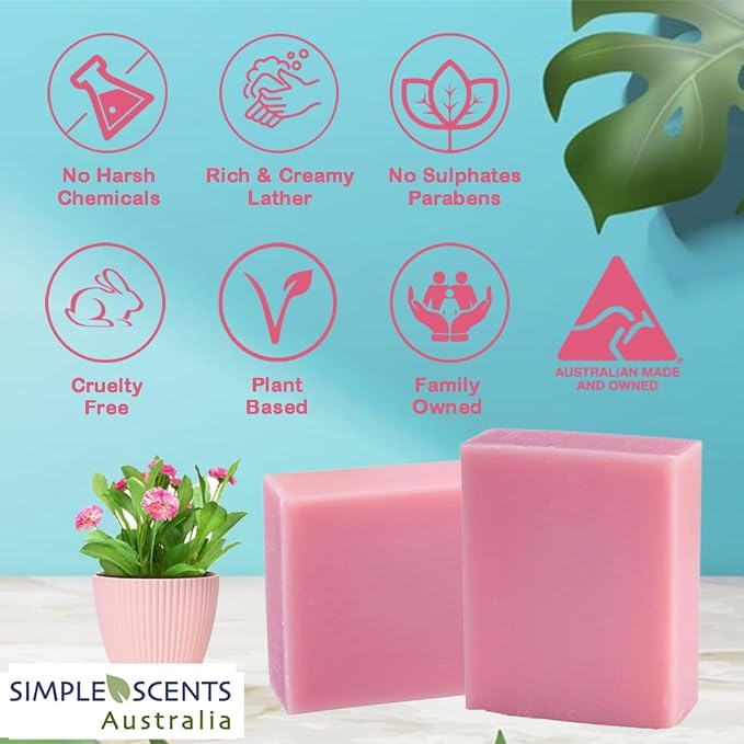 Simple Scents Australia Garden Rose Scented Natural Soap Bars, 3.5oz - Image 3