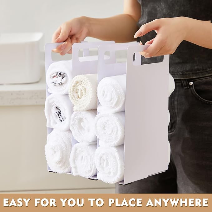 LEIFIDE Set of 2 Interlocking Towel Organizer Metal Bathroom Towel Storage Rack - Image 2